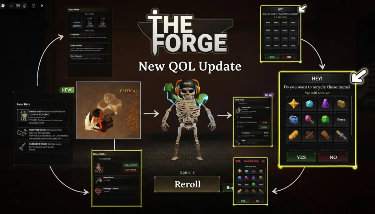 The Forge New QOL Update New Rerolls Code, Critical Hits & How to Use Recycle NPC